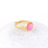 Bio Tourmaline Quartz Gemstone Ring - Gold Plated 925 Sterling Silver Handmade Ring - Jewelry for Bride - Jewelry for Artist - Gift for Her